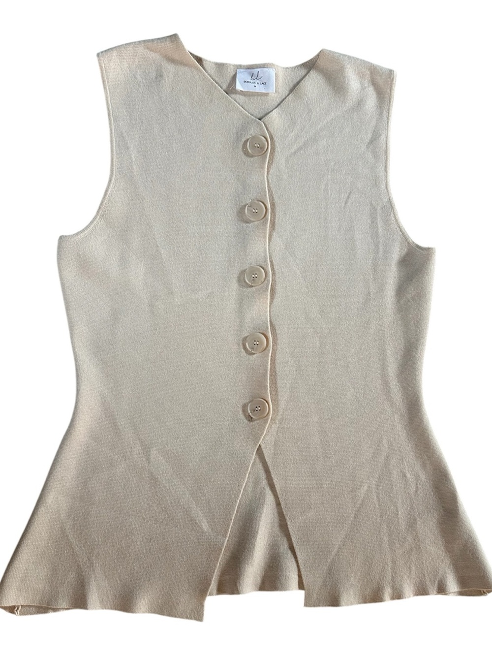 Windsor Cream Sleeveless Button-Front Knit Top